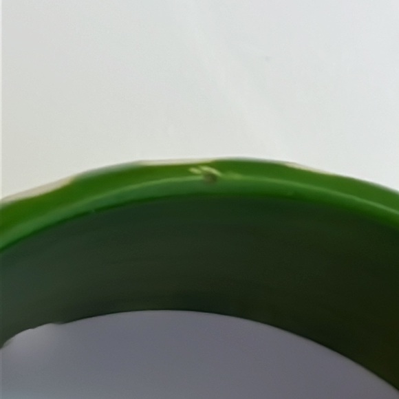White & Green Wide Chunky Bangle Bracelet (Reminiscent of a Watermelon) - Picture 14 of 16